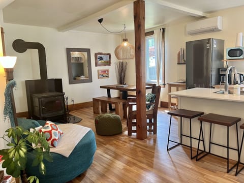 Open concept living, dining and kitchen areas