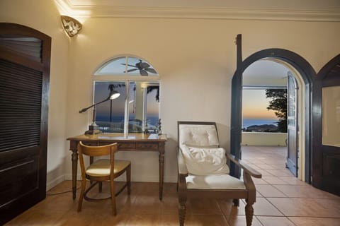 The desk area in the main living room - with an amazing view!