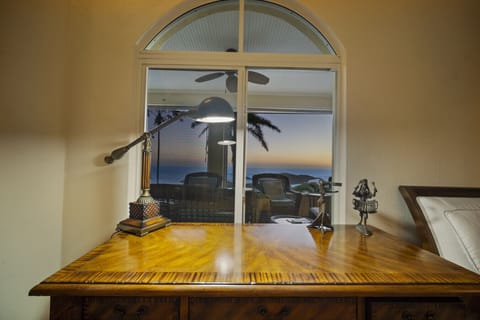 The desk area in the main living room - with an amazing view!