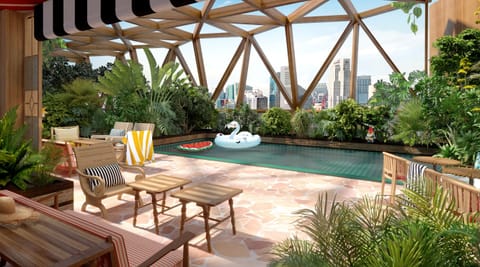 Outdoor pool, open 7:00 AM to 8:00 PM, pool umbrellas, sun loungers