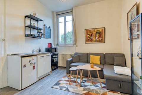 Cuisine ouverte sur séjour aménagée et équipée