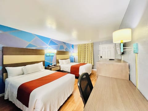 Standard Room, 2 Double Beds, Non Smoking | Desk, laptop workspace, free WiFi, bed sheets