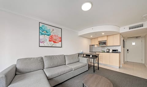 Comfortable living space with sofa bed – available upon request