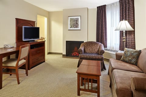 Enjoy TV in the living area.