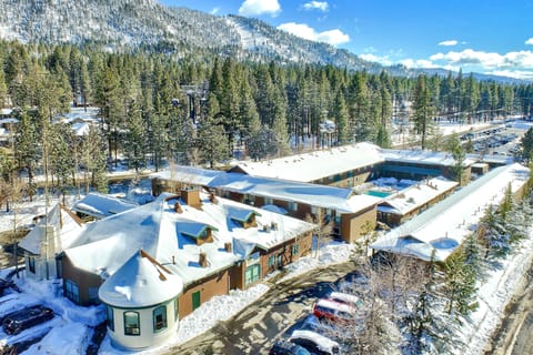 Nestled among towering pines, this charming retreat offers a serene escape with stunning mountain views and a cozy alpine ambiance.