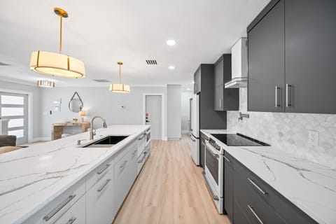 Fully stocked kitchen all the pots, pans, utensils you will need