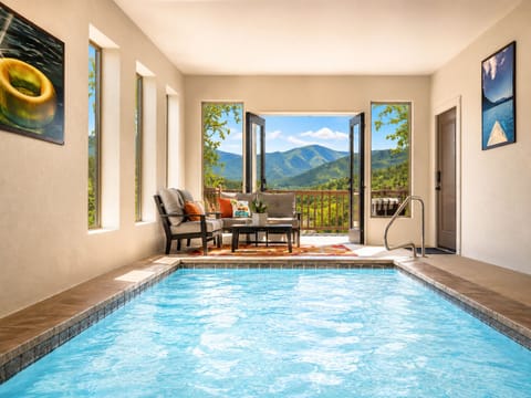 A gorgeous indoor pool with million dollar view of the legacy mountain!