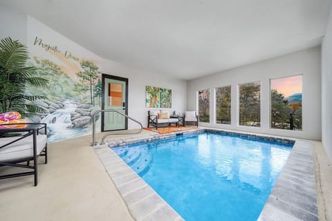 Enjoy a peaceful swim in your private heated indoor pool, all while soaking in breathtaking mountain views!