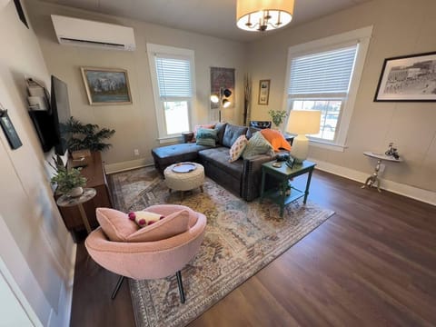 Spacious living room, with modern sofa bed and 55" HD TV with MAX and Netflix.