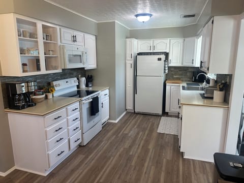 Kitchen open to dining/living room