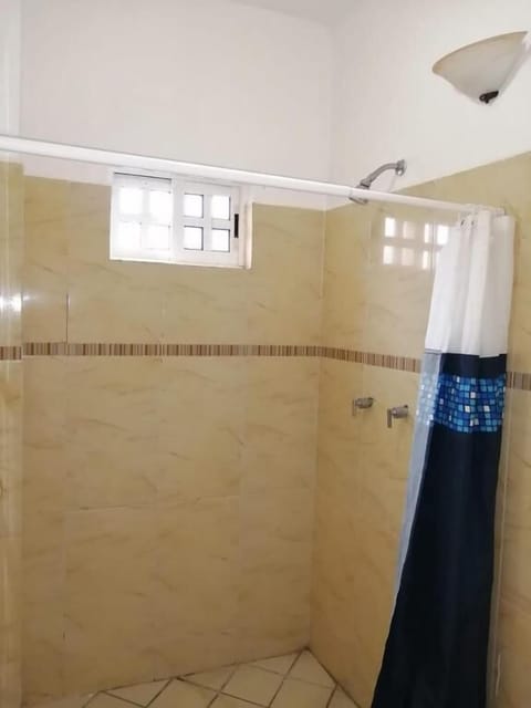 Shower, towels, soap, shampoo