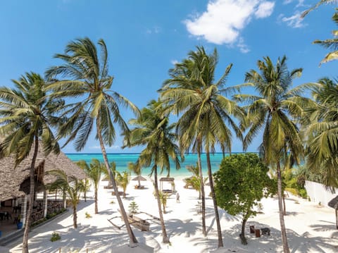 Private beach, white sand, sun loungers, beach umbrellas