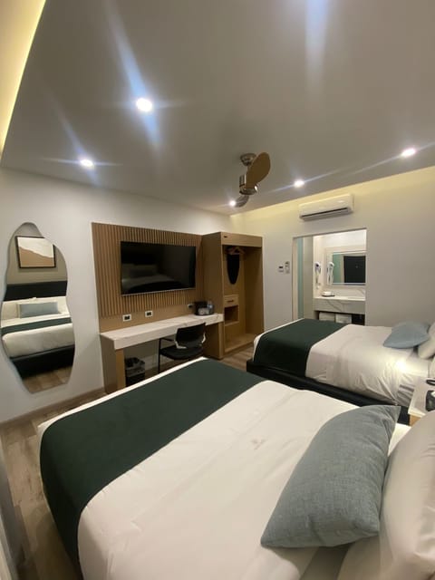 Family Double Room | Desk, iron/ironing board, bed sheets