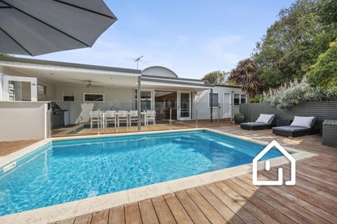 Solar heated swimming pool