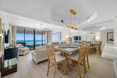 Bright and spacious open layout with beautiful ocean views and stylish dining space.