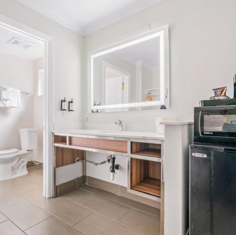 Eco-friendly toiletries, hair dryer, towels, soap