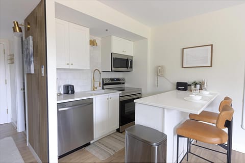 The fully stocked and modern kitchen! Start your mornings with coffee at the single-serve Keurig machine (don't forget your K-cups!)