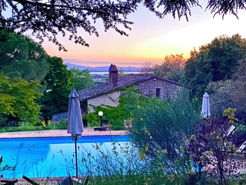 Medieval stone made lake view Villa with pool