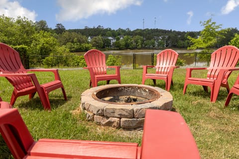 Gather around in our backyard patio