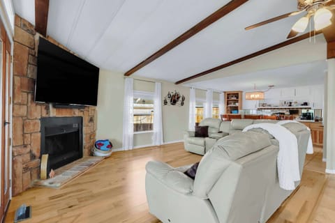 Curl up in Unit A’s breezy living room & stream your favorites on the smart TV