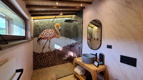 Double Room, Vineyard View | Bathroom | Hair dryer, bathrobes, towels, soap