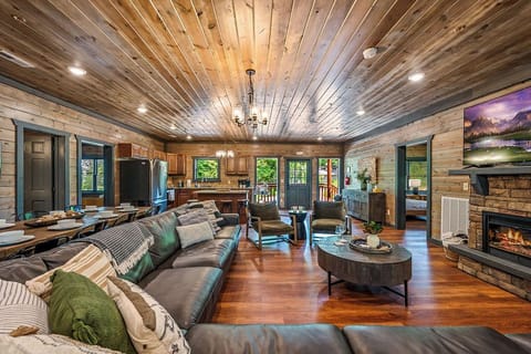 Huge Living Space with Smart TV and Fireplace