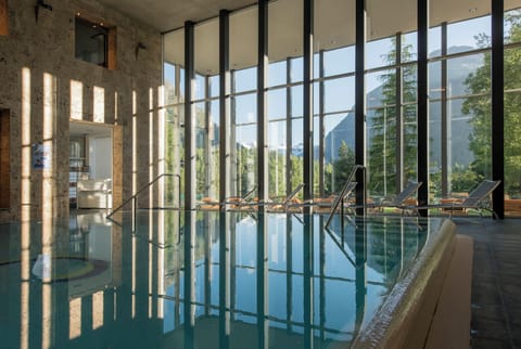 Indoor pool, outdoor pool, sun loungers