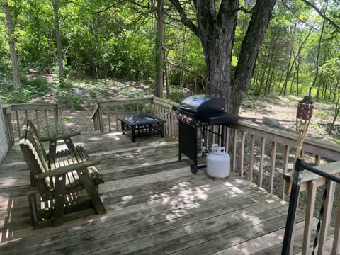 Front porch supplied w/ grill, fire pit, & sitting area.