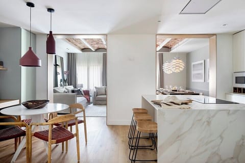 The open floor plan allows large groups to comfortably gather in multiple spaces.