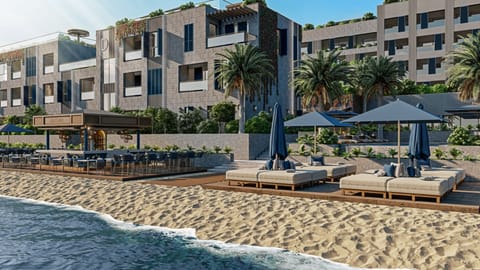 Private beach, sun loungers, beach umbrellas, beach towels