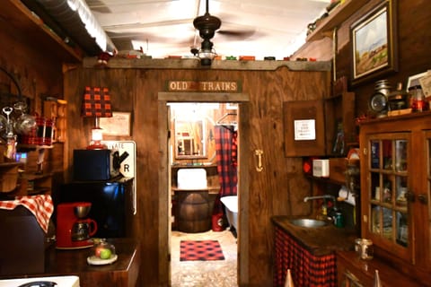 Family Cabin | Private kitchen | Microwave, coffee/tea maker, paper towels, dining tables