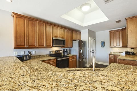 Fully stocked kitchen with everything need and room for storing what you bring