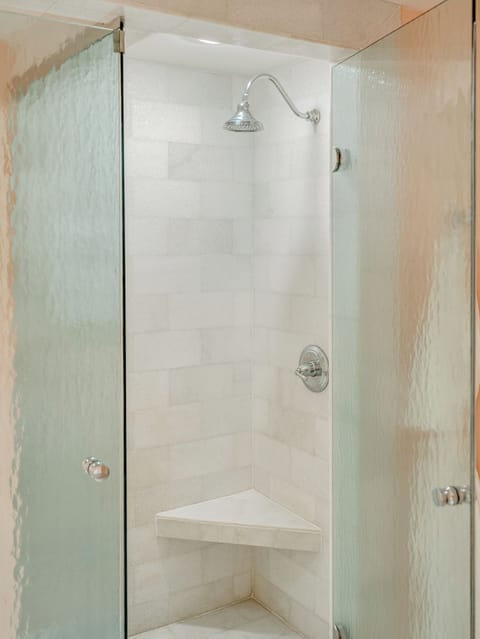 Designer toiletries, hair dryer, bathrobes, towels