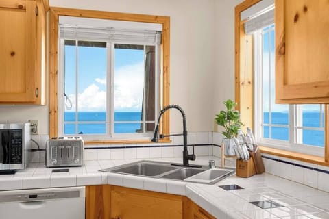 Enjoy the ocean blue from the kitchen sink