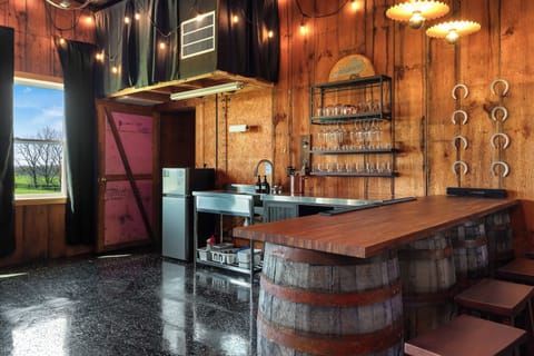 Our bar is made from true used/old bourbon barrels. Rust and all!