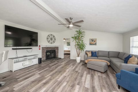 Curl in the breezy living room & stream your favorites on the smart TV