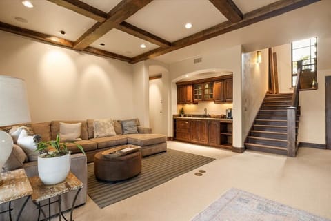 Living room 2: Lower floor, Smart TV with advanced cable Sonos sound system, wet bar, patio access, half bath, hot tub entry