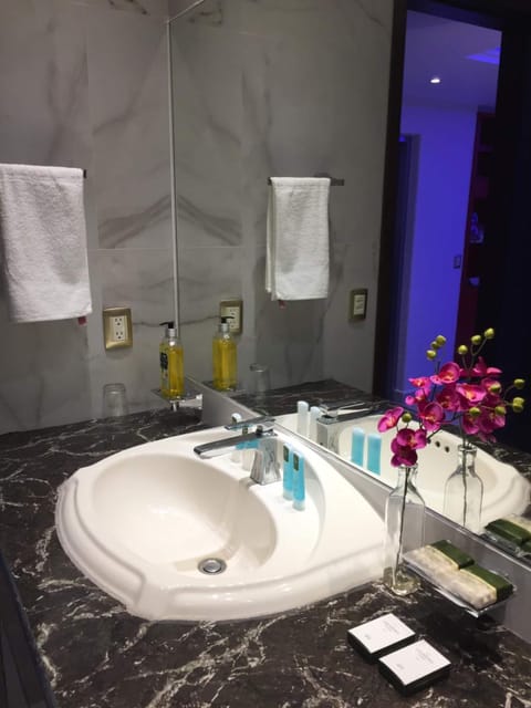 Shower, free toiletries, towels