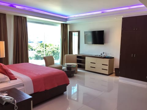 Luxury Double Room, Microwave, Pool View | Desk, blackout drapes, soundproofing, free WiFi