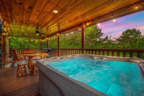 Evenings are better here--relax in the hot tub while taking in the views