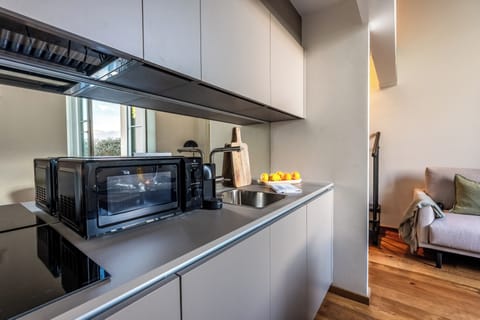 Apartment, Pool View | Private kitchen | Full-size fridge, microwave, stovetop, espresso maker