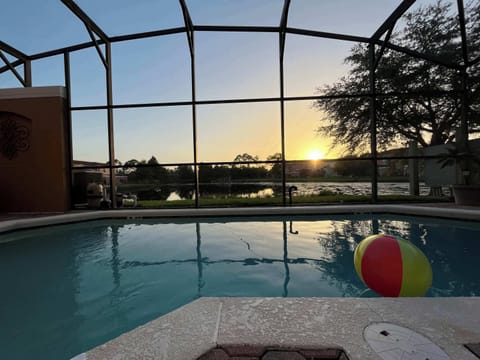 Private gated pool with lake view
