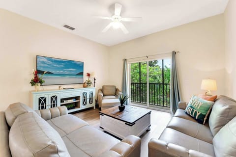 Curl up in the serene living room & stream all your favorite entertainment