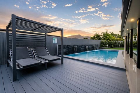 Poolside lounge and shaded outdoor seating