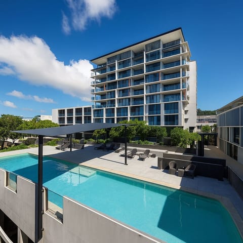 Enjoy the outdoor swimming pool and relaxing sun loungers