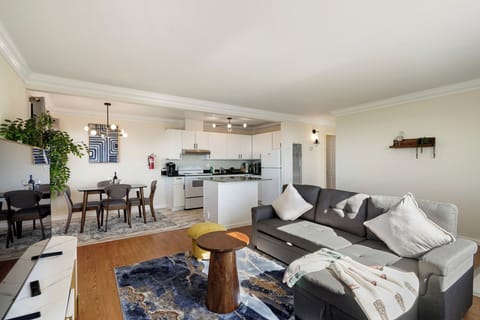 Family Apartment, 2 Bedrooms, Kitchen, Mountain View | Living area | 55-inch LED TV with digital channels