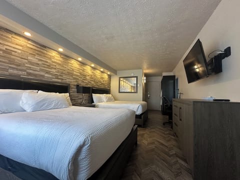 Room, 2 Queen Beds, Non Smoking | Desk, blackout drapes, iron/ironing board (on request)