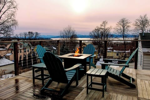 This listings large private deck overlooks Lake Champlain and offers the best views you'll find, relaxing here while sipping hot cocoa under the stars is an unbeatable experience!