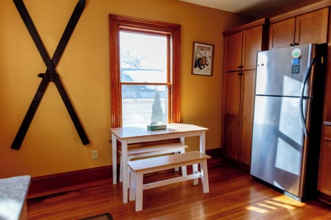 There is also a small dining table area for enjoying meals.