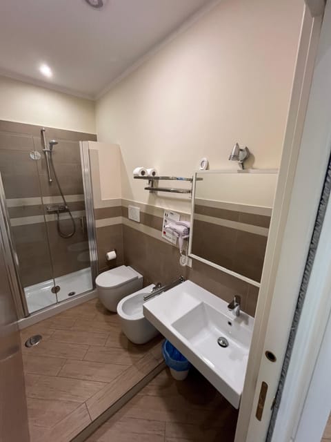 Shower, free toiletries, hair dryer, bidet